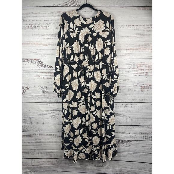 Torrid Dress Womens 2X 18-20 Black Floral Midi Ruffle Surplice Gauze Dress - Picture 9 of 14